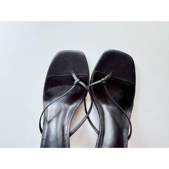 NWOB RAYE Kimme Black Leather Thong Stiletto Heel Sandals, Size 5.5 - Picture 6 of 11